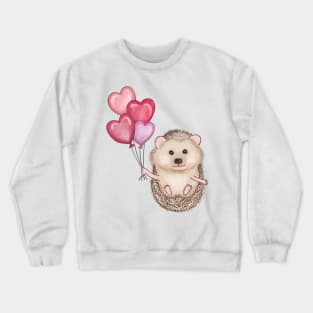 cute hedgehog with balloons Crewneck Sweatshirt